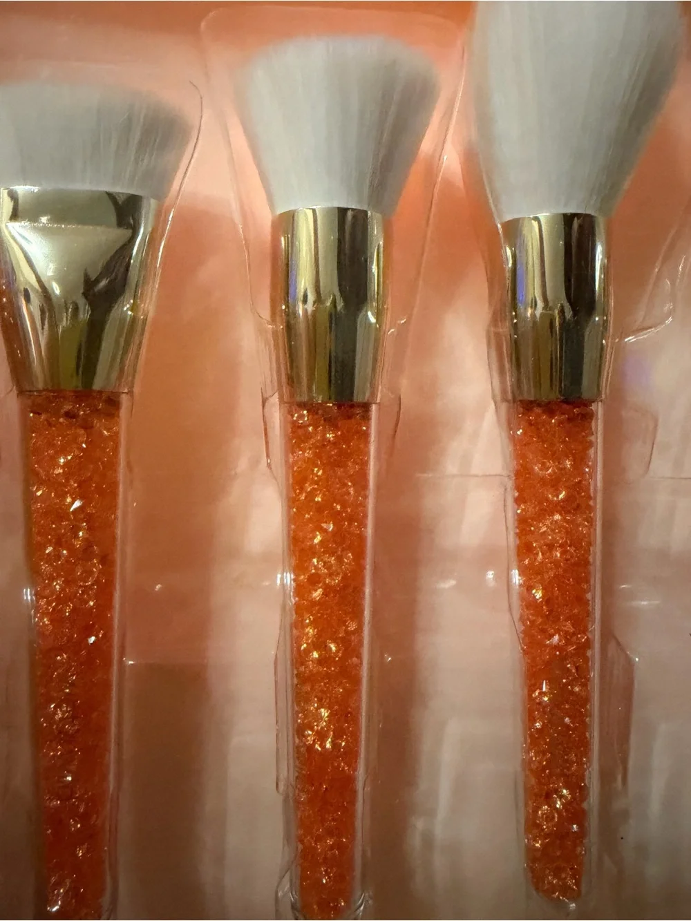 Brand New Wet n Wild 10-Piece Pro Brush Set - Peach Crystal Handles